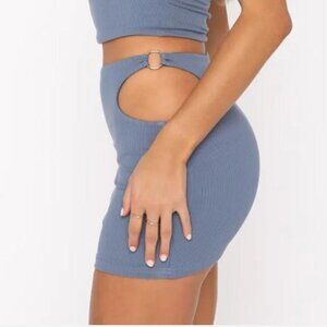 WHITE FOX BOUTIQUE No Promises Ribbed Mini Skirt Steel NWT skirt only  B17